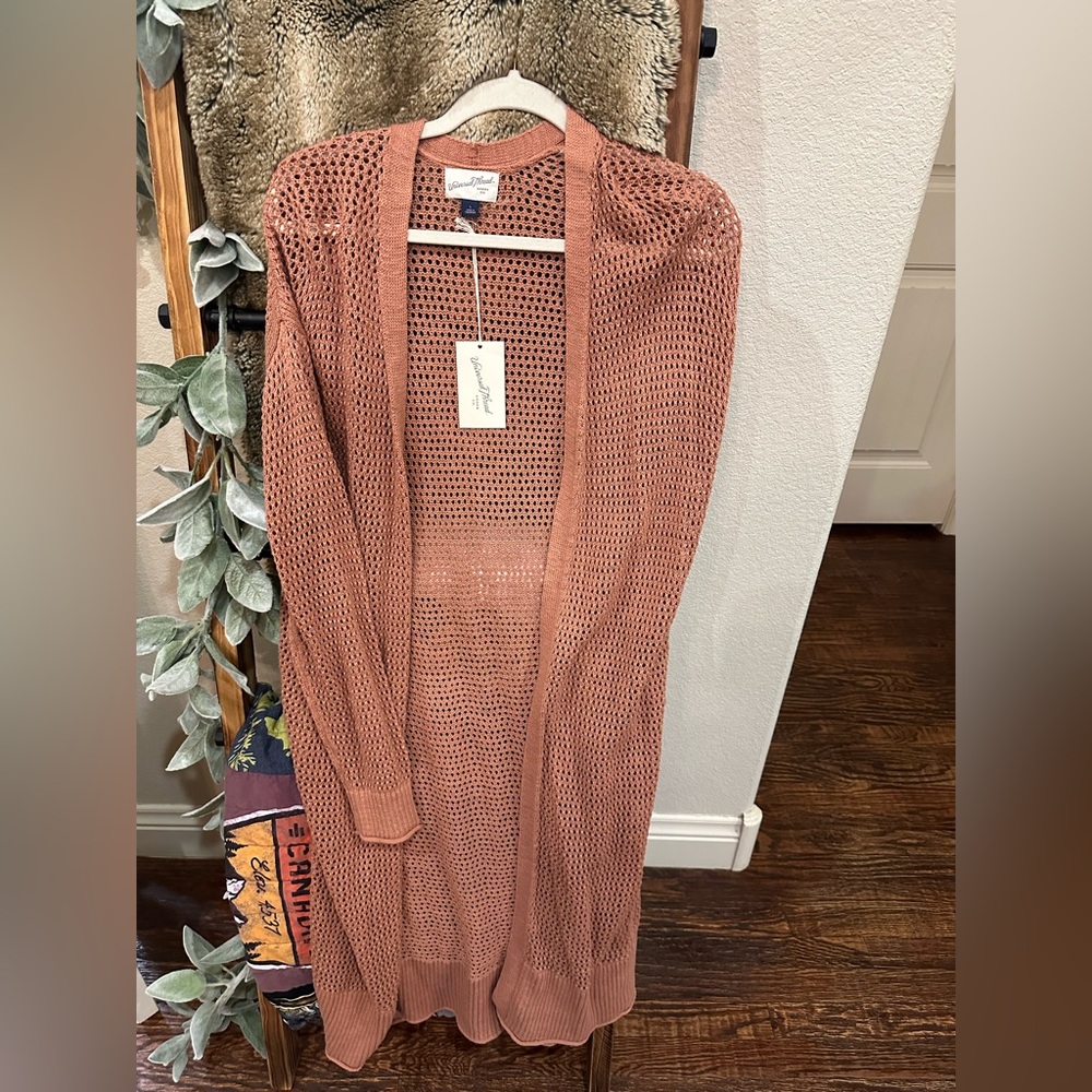 Universal Thread Long Line Loose Knit Open Cardigan Sweater-Large